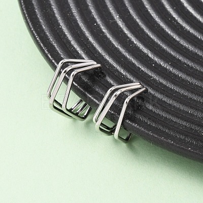 304 Stainless Steel Triple Pentagon Cuff Earrings EJEW-K268-88P-1