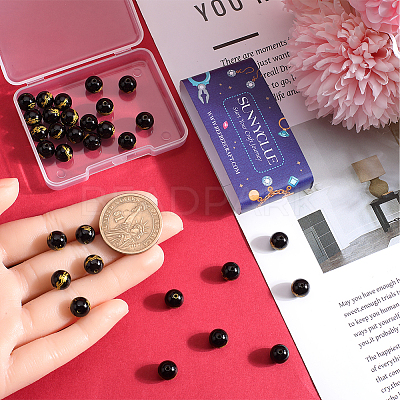 40Pcs Natural Black Onyx(Dyed & Heated) Carved Beads G-SC0002-90-1