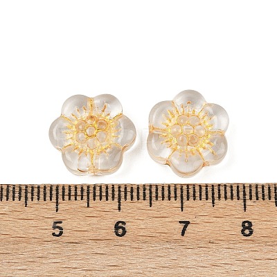 Baking Paint and Golden Metal Enlaced Glass Beads DGLA-T004-10B-1