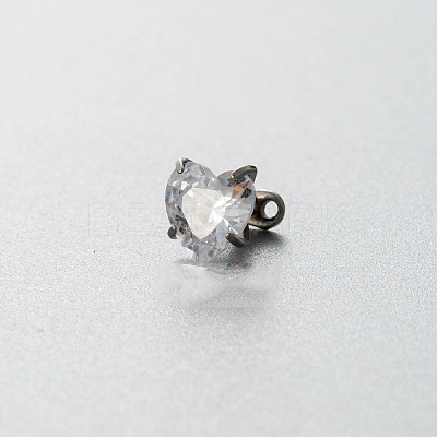 Stainless Steel Cubic Zirconia Heart Dermal Anchor Base/Top for Women Men WGF2D58-06-1