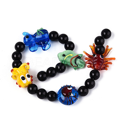 Handmade Lampwork Beads Strands LAMP-N028-08-1