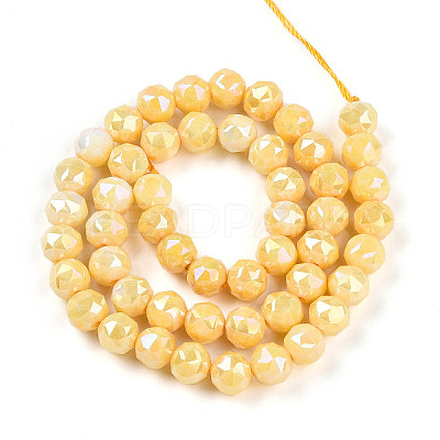 Anti-Tarnish Electroplate Glass Beads Strands GLAA-N010-8mm-06-1
