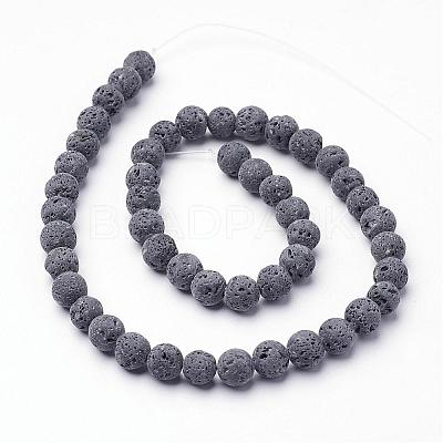 Unwaxed Natural Lava Rock Bead Strands G-F309-12mm-1