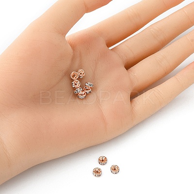 Brass Rhinestone Spacer Beads RB-YW0001-04B-01RG-1