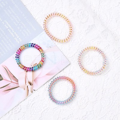 Plastic Telephone Cord Elastic Hair Ties OHAR-Q044-32-1