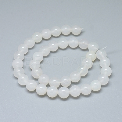Natural White Agate Beads Strands G-D0005-27-10mm-1