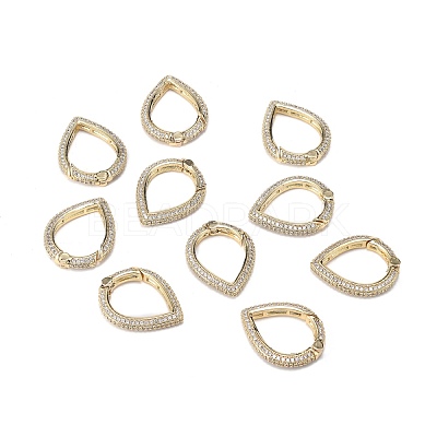 Brass Micro Pave Clear Cubic Zirconia Spring Gate Rings ZIRC-F120-009G-1