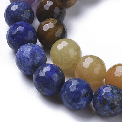Chakra Theme Natural Red Rainbow Jasper & Yellow Aventurine & Tiger Eye & Green Aventurine & Blue Spot Stone & Lapis Lazuli & Amethyst Beads Strands G-F668-14-10mm-1
