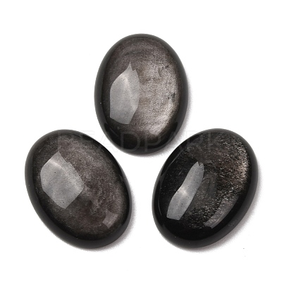 Natural Silver Sheen Obsidian Cabochons G-G741-22x30mm-23-1