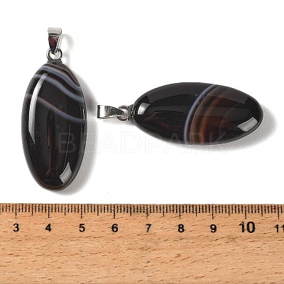 Dyed & Heated Natural Black Banded Agate Pendants GG-CBACB71-01P-05-1