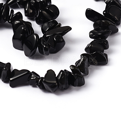 Natural Obsidian Chip Bead Strands X-F079-1