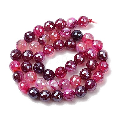 Electroplated Natural Agate Beads Strands G-B191-A07-8mm-06-1