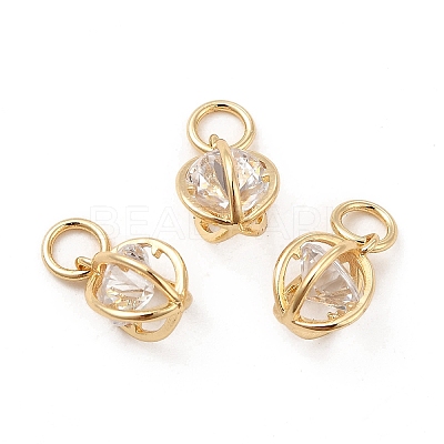 Rack Plating Brass Clear Cubic Zirconia Pendants KK-E081-09G-1