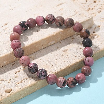 Natural Rhodonite Beads Stretch Bracelets BJEW-F380-01-B16-1