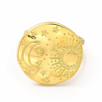 Ion Plating(IP) 304 Stainless Steel Sun & Moon Planet Open Cuff Ring for Women RJEW-B027-20G-1