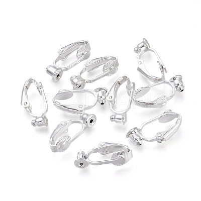 Brass Clip-on Earring Findings X-KK-Q115-S-NF-1
