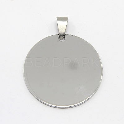 Tarnish Resistant DIY Materials 201 Stainless Steel Flat Round Hand Mirror Polished Finish Stamping Blank Tag Pendants X-STAS-O044-125-1