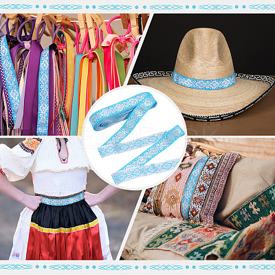 Ethnic Style Polyester Jacquard Ribbon OCOR-WH0078-478A-02-1