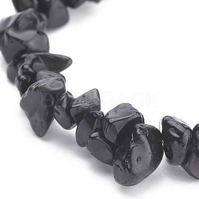 Natural Obsidian Chips Beaded Jewelry Set SJEW-JS01232-01-1
