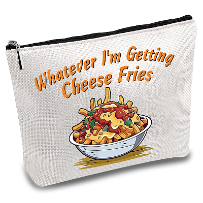 Polycotton Cheese Fries Printed Canvas Storage Bags ABAG-WH0029-136-1