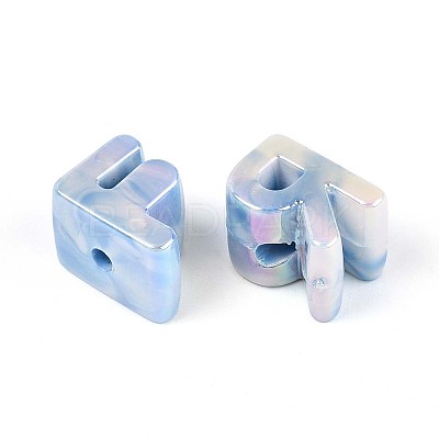 Rainbow Iridescent Opaque Acrylic Beads OACR-P010-22B-01-1