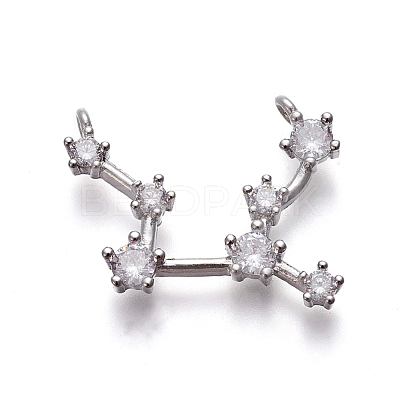 Brass Micro Pave Cubic Zirconia Pendants X-ZIRC-F099-20P-07-1