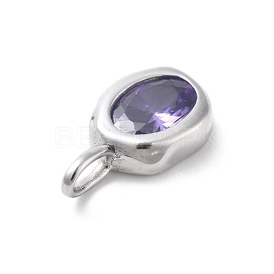925 Sterling Silver Cubic Zirconia Oval Charms STER-S006-01S-F-1