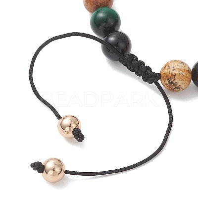 Natural & Synthetic Mixed Gemstone Beads Braided Beaded Bracelets for Women Men BJEW-JB13425-02-1