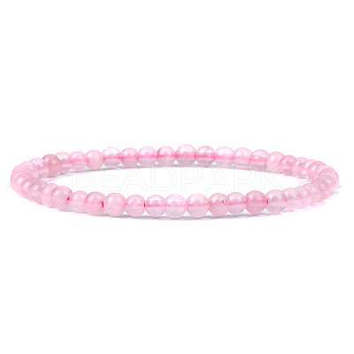 4mm Round Natural Dyed Rose Quartz Beads Bracelet for Men KG3069-33-1