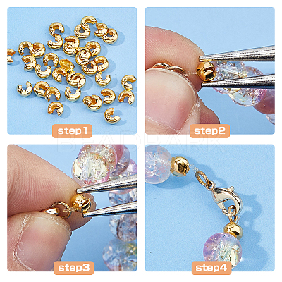400Pcs Brass Crimp Beads Covers KK-DC0004-78G-1