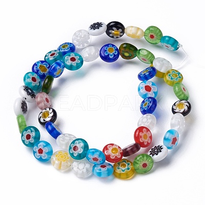 Flat Round Handmade Millefiori Glass Beads LK-R004-54-1