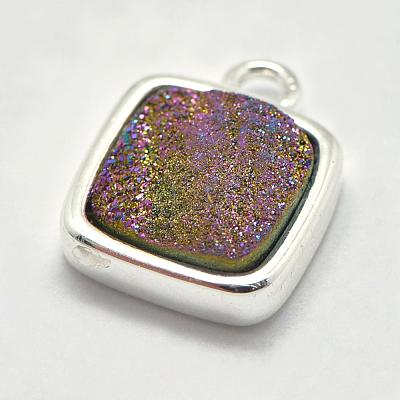 Electroplated Natural Druzy Agate Pendants G-P320-03-1