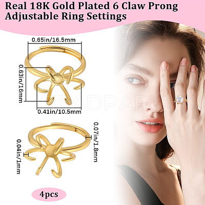 4Pcs Brass Adjustable Ring Findings KK-BBC0014-80G-1