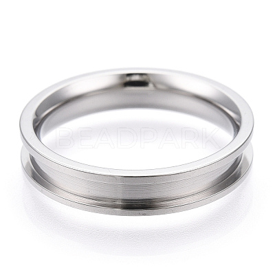 201 Stainless Steel Grooved Finger Ring Settings RJEW-TAC0017-4mm-01A-1
