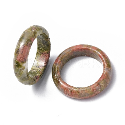 Natural Unakite Plain Band Ring RJEW-P044-01A-05-1