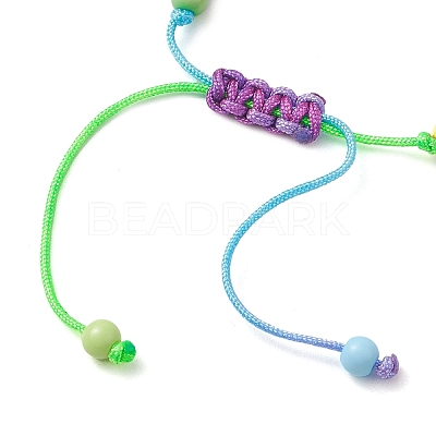 Cross & Round Acrylic Braided Bead Bracelets BJEW-JB10239-01-1