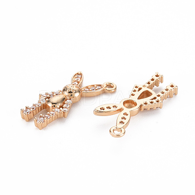Rack Plating Brass Micro Pave Clear Cubic Zirconia Pendants KK-T060-42-RS-1