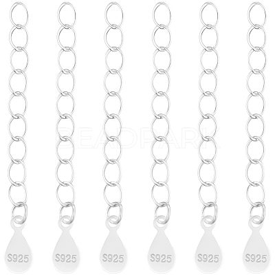10Pcs 925 Sterling Silver Twisted Extender Chains STER-BBC0008-99-1