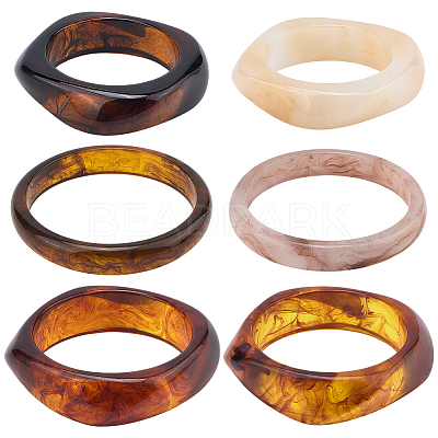 6Pcs 6 Styles Resin & Acrylic Bangles BJEW-PH0004-71-1
