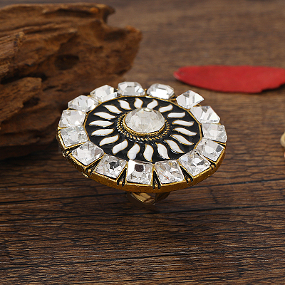 Bohemian Vintage Ethnic Alloy Rhinestone Finger Rings QX0525-1-1