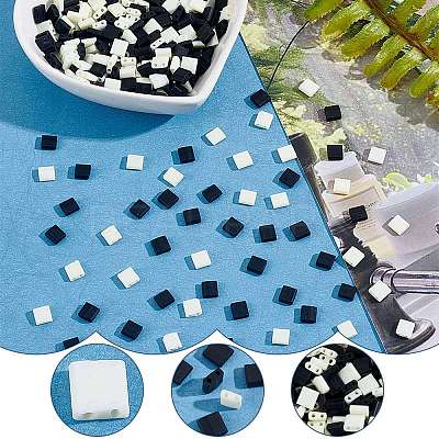300Pcs 2 Colors 2-Hole Opaque Glass Seed Beads SEED-AR0001-30-1