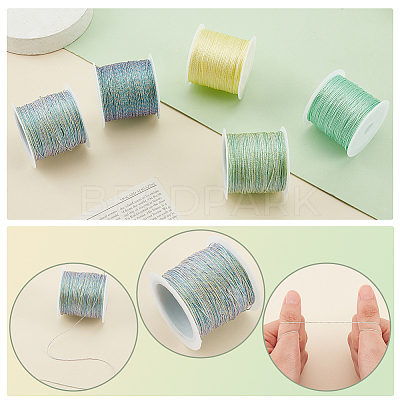 5 Rolls 5 Colors 6-Ply Polyester Metallic Thread OCOR-PH0002-10-1