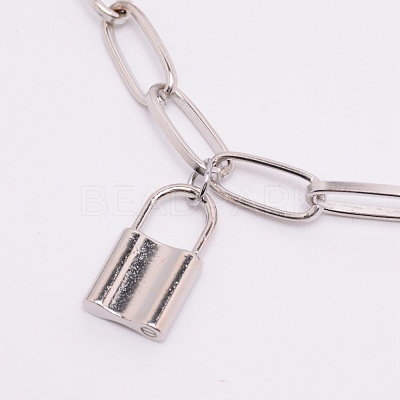 Alloy Padlock Charm Chains Belt AJEW-WH0126-29P-1