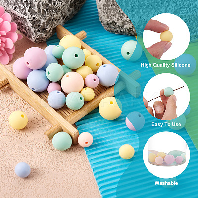 150Pcs 15 Styles Silicone Beads SIL-TA0001-25-1