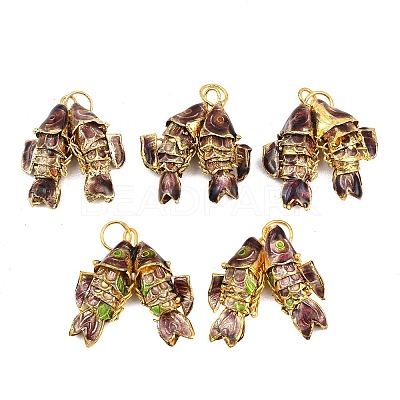 Brass Cloisonne Pendants KK-P251-A01-G-02-1