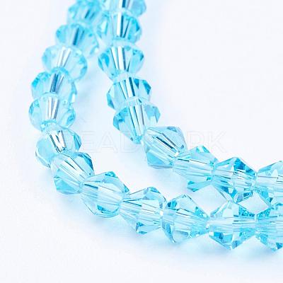 Light Sky Blue Glass Bicone Beads Strands X-GLAA-S026-06-1
