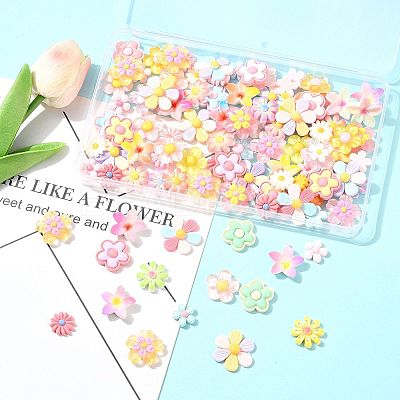 100Pcs 8 Styles Translucent & Opaque Resin Cabochons RESI-FS0002-32-1