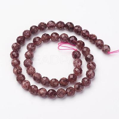 Natural Strawberry Quartz Bead Strands G-P213-09-6mm-1