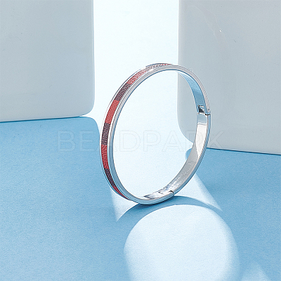1Pc Stainless Steel Grooved Bangles STAS-UN0042-50A-P-1