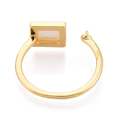 Square Brass & Shell Cup Peg Ring Settings KK-N274-28G-1